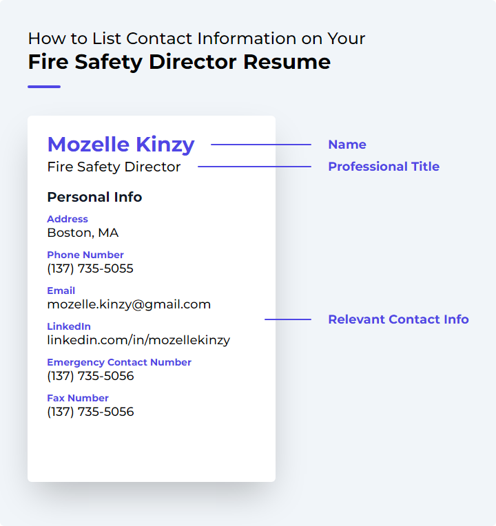 How to List Contact Information for a Fire Safety Director Resume