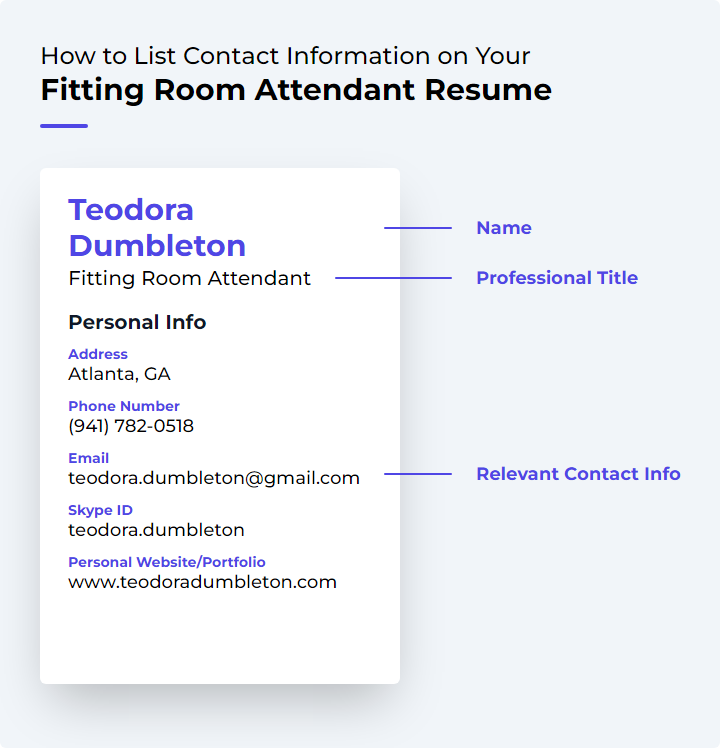 How to List Contact Information for a Fitting Room Attendant Resume