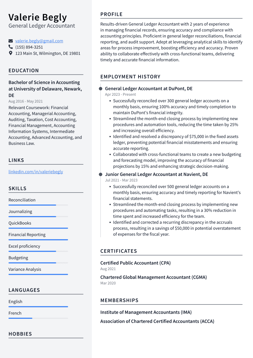 General Ledger Accountant Resume Examples And Templates
