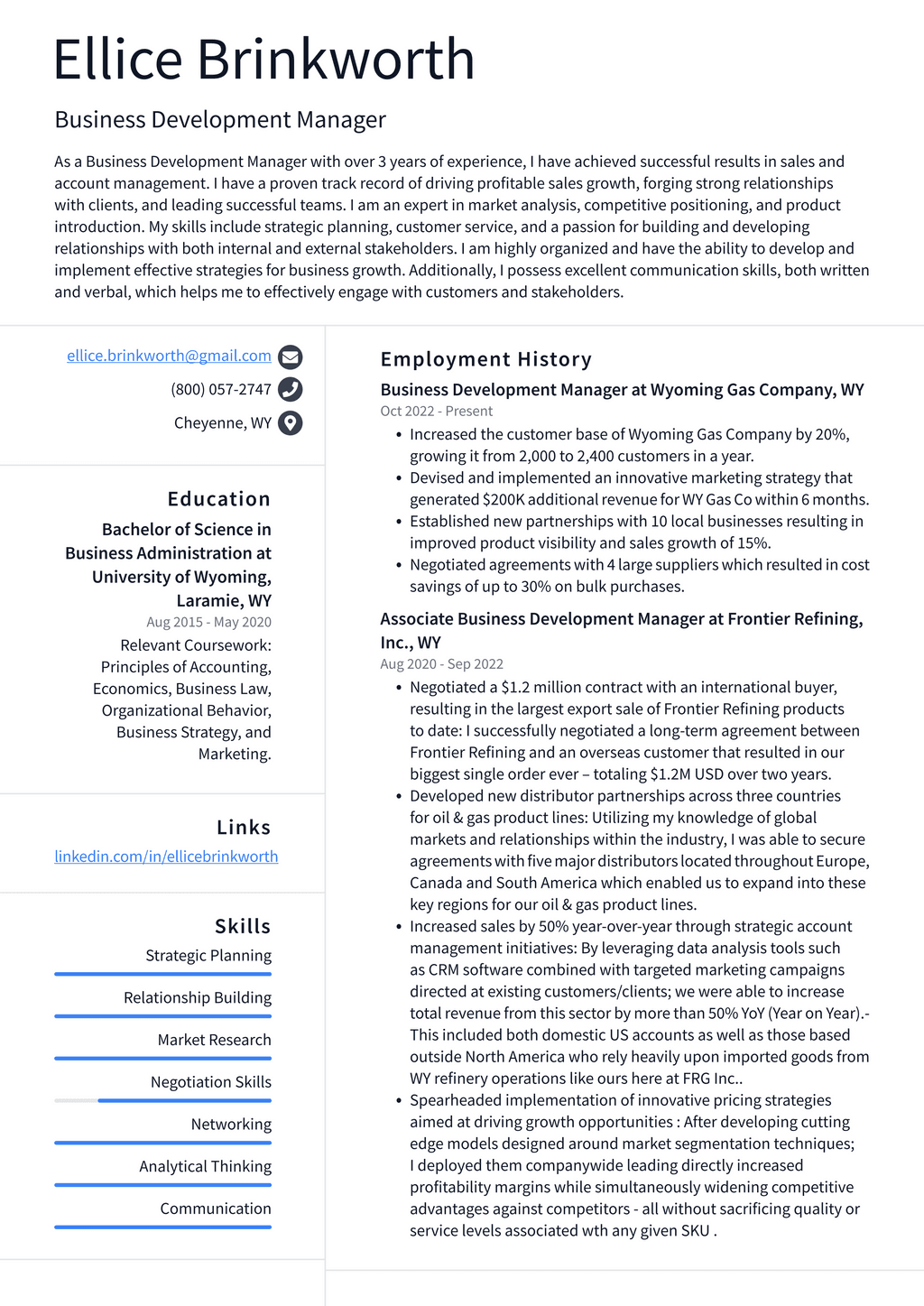 google-business-development-manager-resume-examples