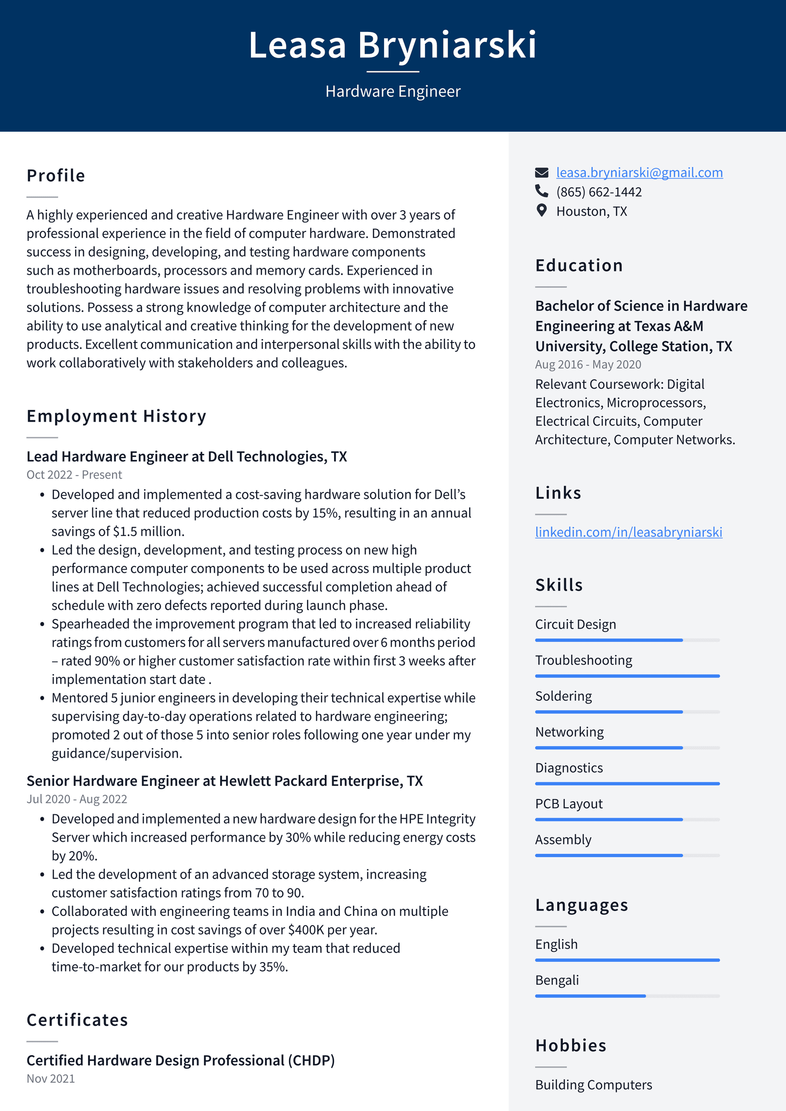 Google Hardware Engineer Resume Examples ResumeCat