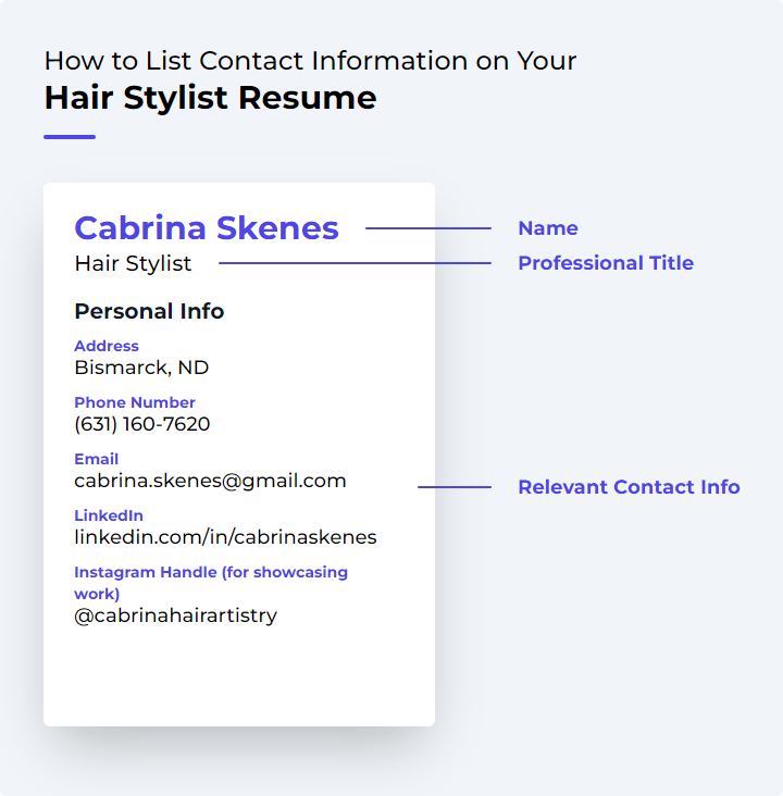 How to List Contact Information for a Hair Stylist Resume