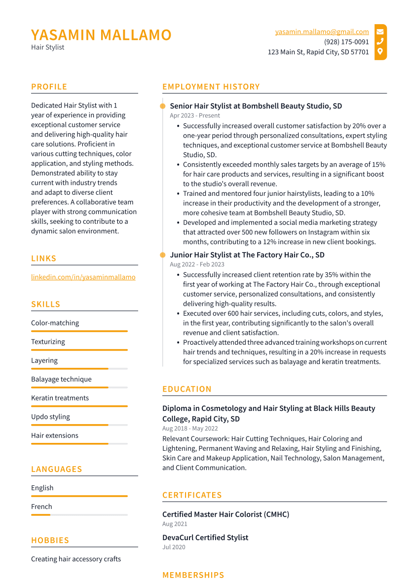 stylist resume objectives examples