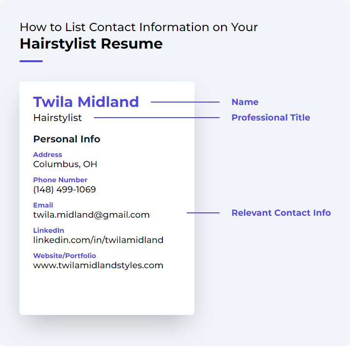 How to List Contact Information for a Hairstylist Resume