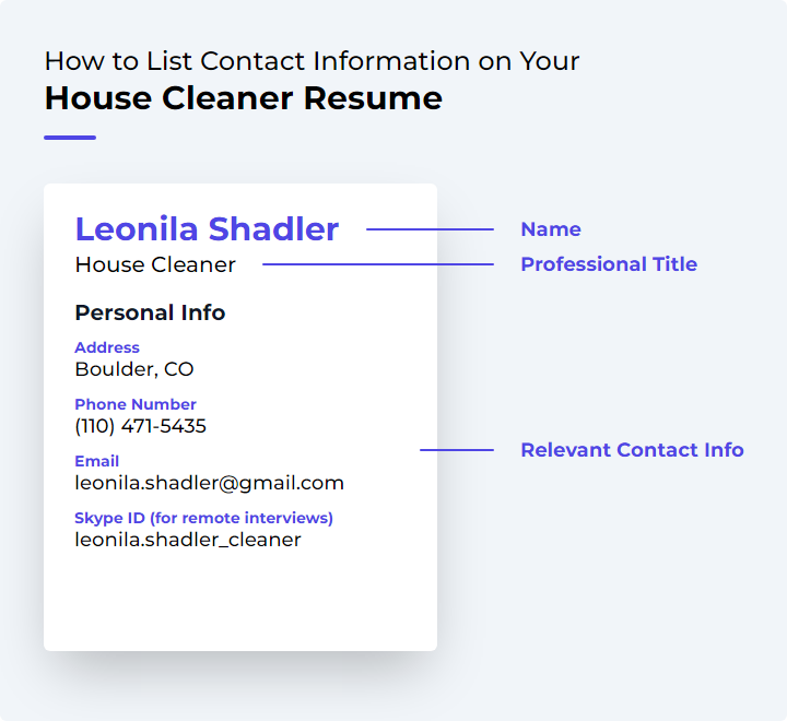 How to List Contact Information for a House Cleaner Resume