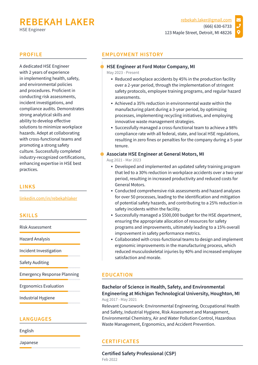 Top 12 HSE Engineer Skills To Put On Your Resume ResumeCat