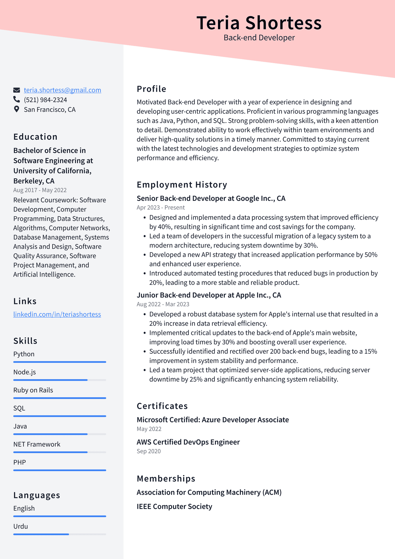 IBM Back-end Developer Resume Examples | ResumeCat