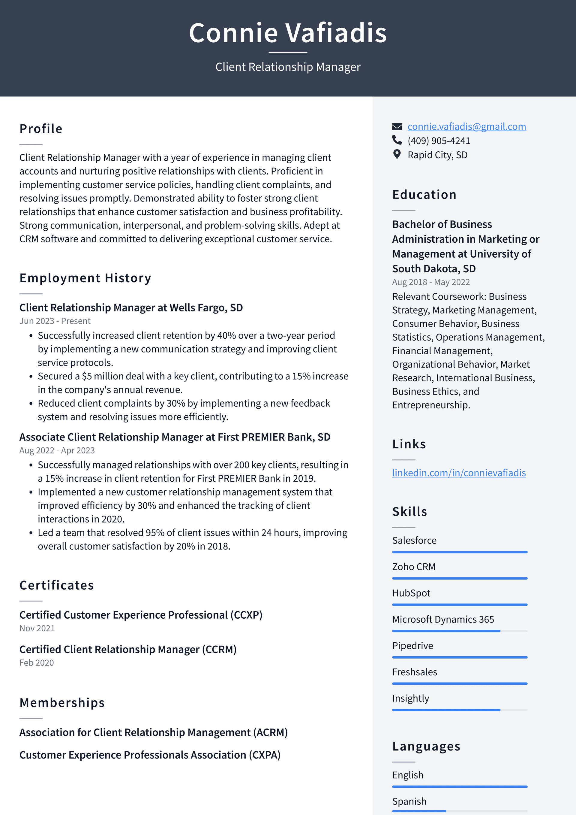IBM Client Relationship Manager Resume Examples | ResumeCat