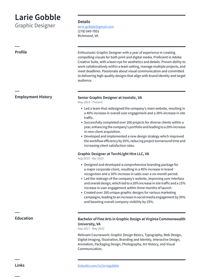 IBM Graphic Designer Resume Example