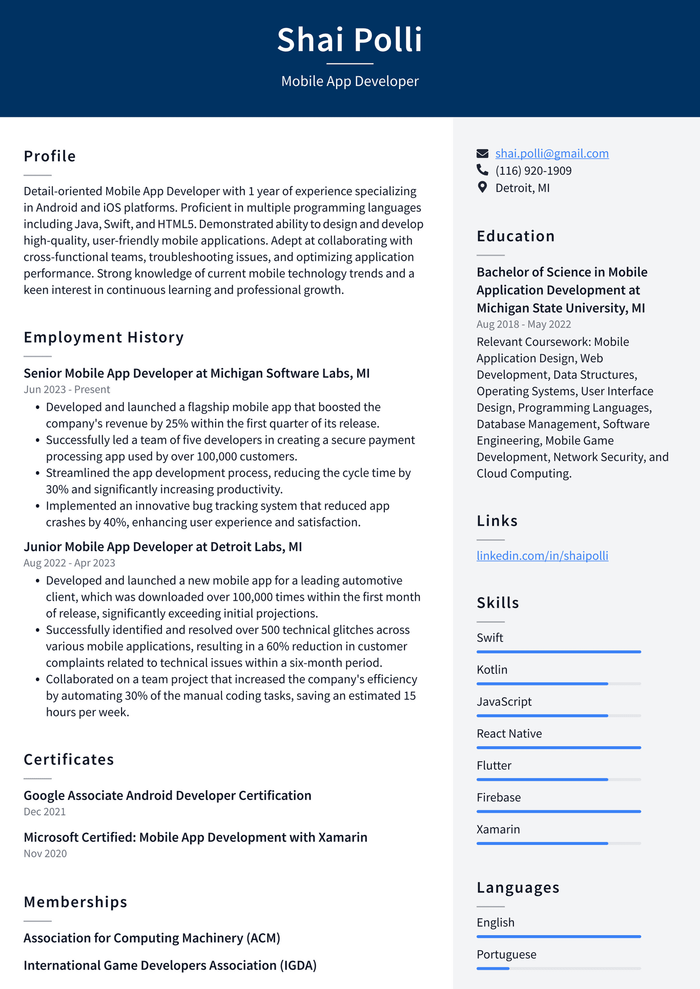IBM Mobile App Developer Resume Examples | ResumeCat