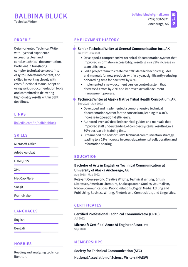 IBM Technical Writer Resume Example