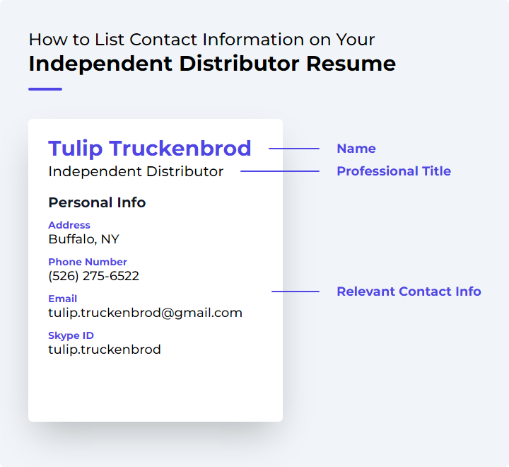 How to List Contact Information for an Independent Distributor Resume