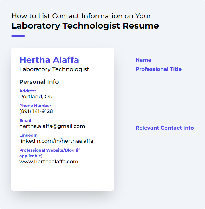 How to List Contact Information for a Laboratory Technologist Resume