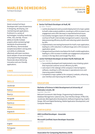 LinkedIn Full Stack Developer Resume Examples | ResumeCat
