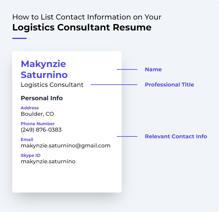 How to List Contact Information for a Logistics Consultant Resume