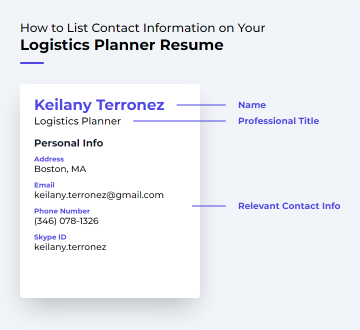 How to List Contact Information for a Logistics Planner Resume