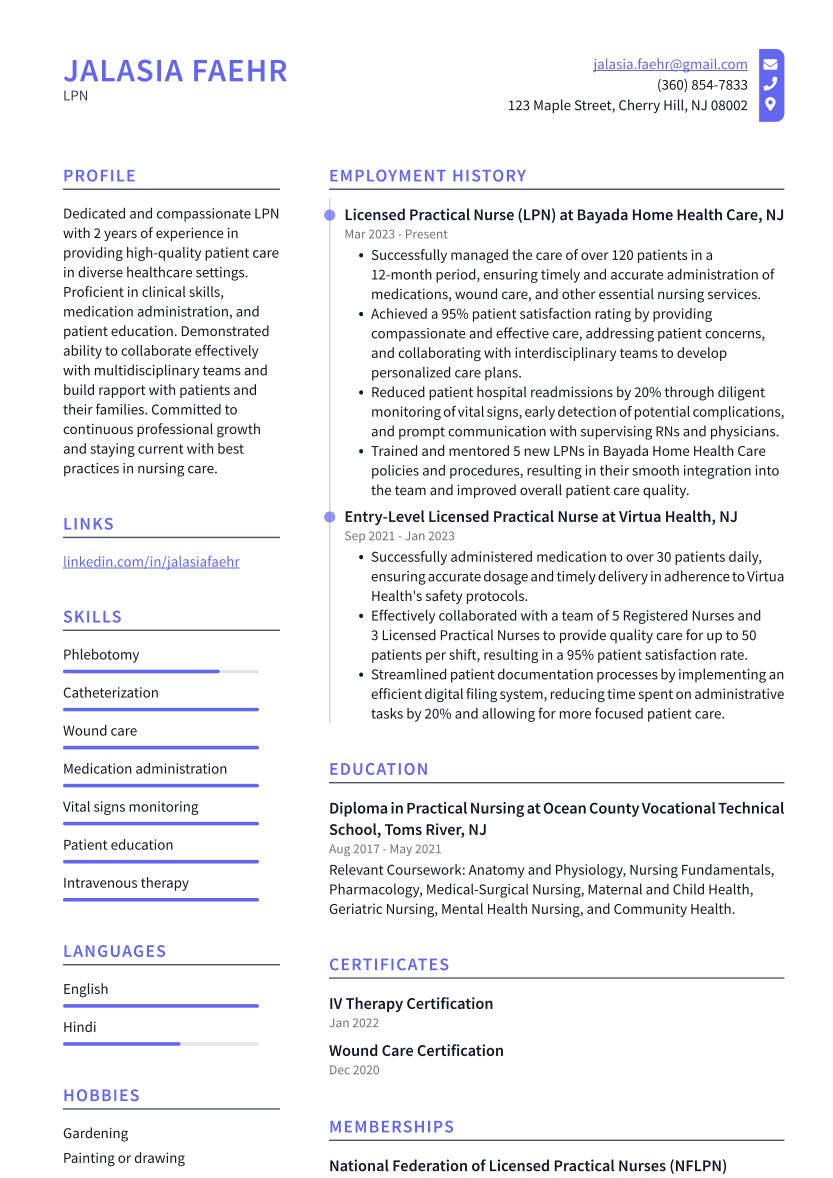 LPN Resume Examples And Templates ResumeCat   Lpn Resume Example ZYbbw 