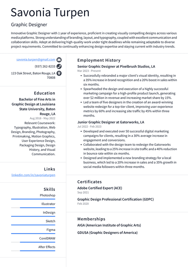 Lyft Graphic Designer Resume Example