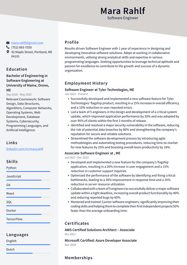 Lyft Software Engineer Resume Example