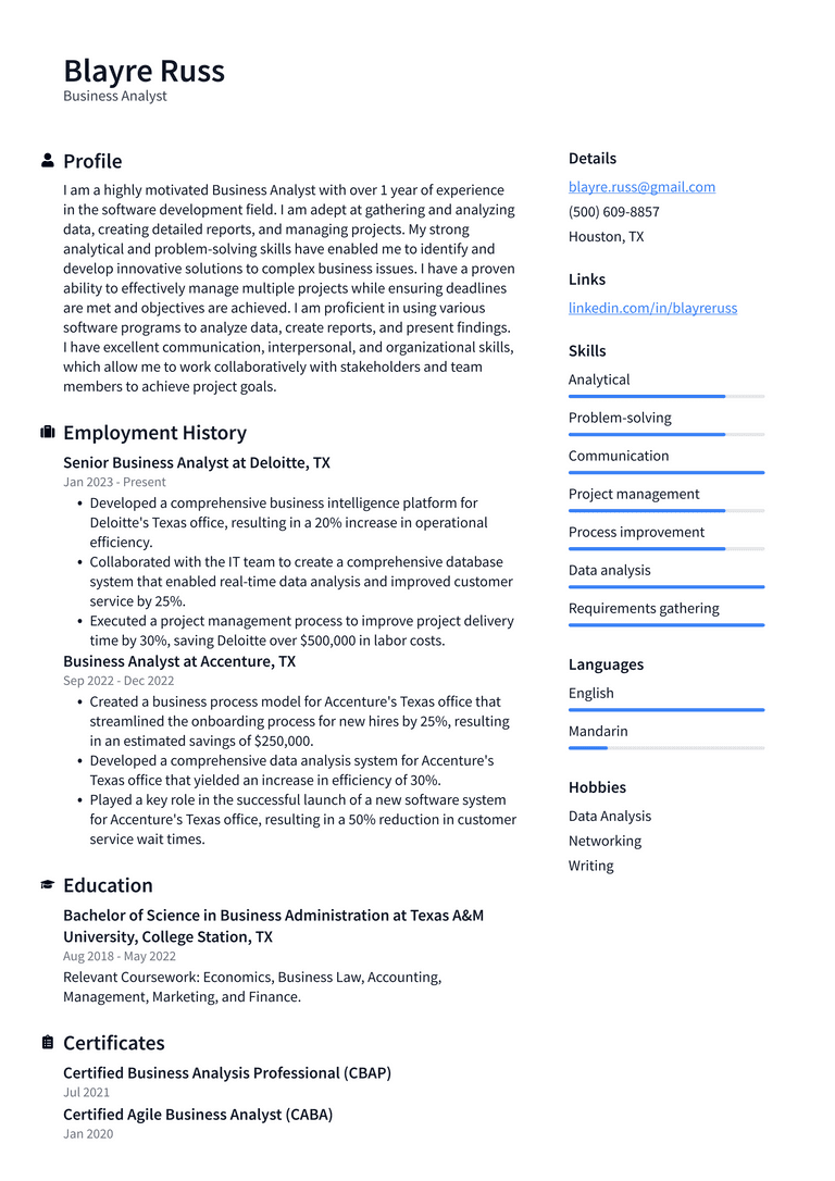 Meta Business Analyst Resume Examples | ResumeCat