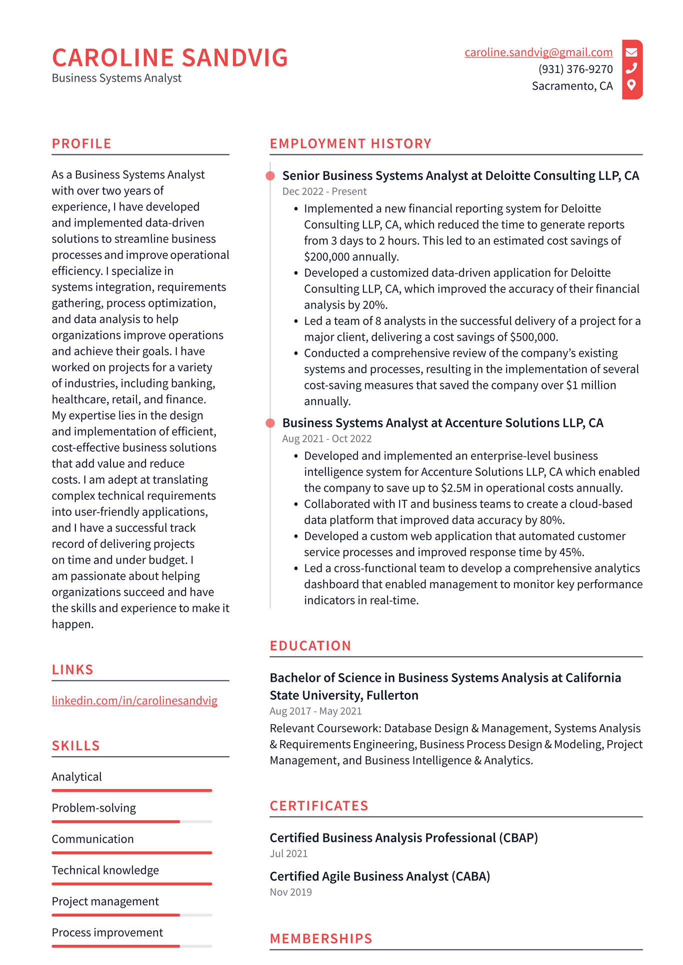 Meta Business Systems Analyst Resume Examples | ResumeCat