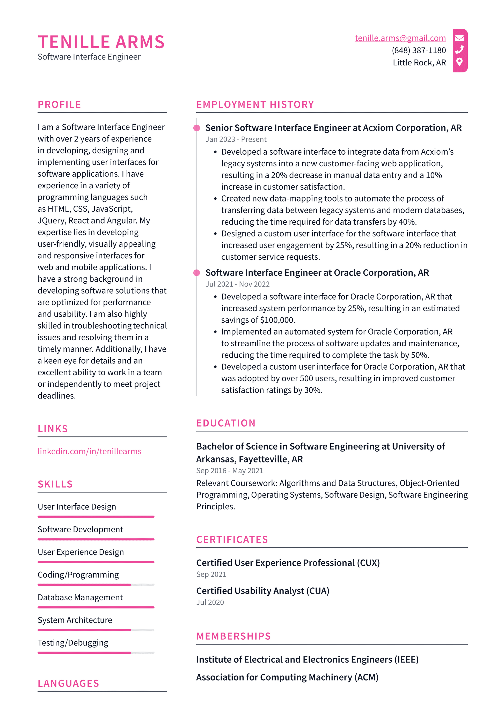 Meta Software Interface Engineer Resume Examples ResumeCat