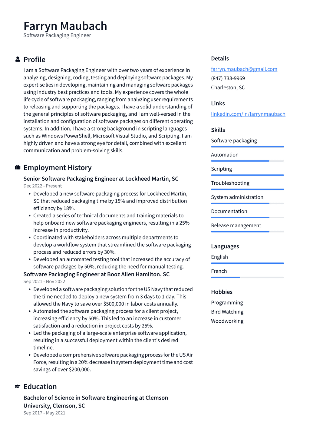Meta Software Packaging Engineer Resume Examples ResumeCat