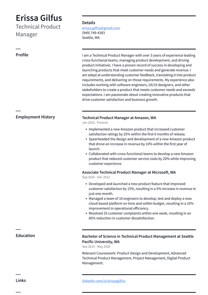 Meta Technical Product Manager Resume Examples | ResumeCat