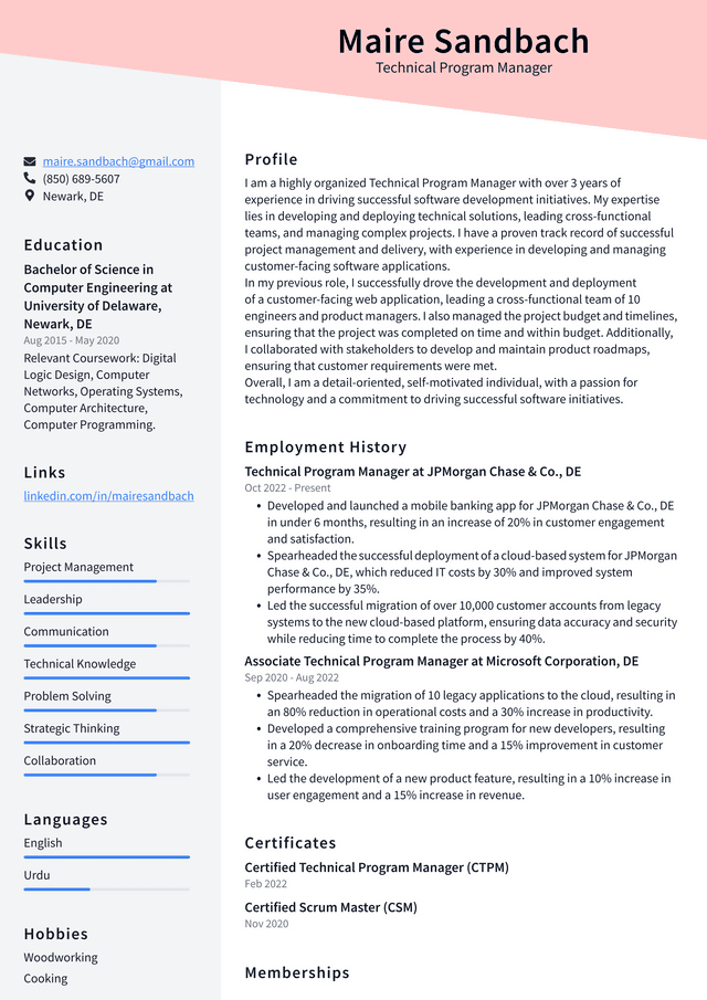 microsoft-technical-program-manager-resume-examples