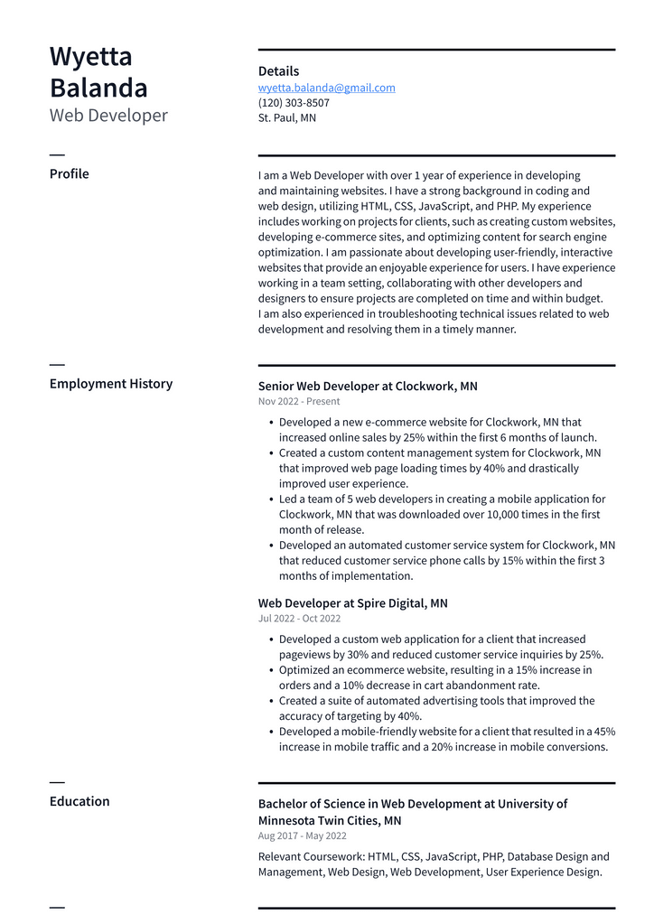 Microsoft Web Developer Resume Examples | ResumeCat