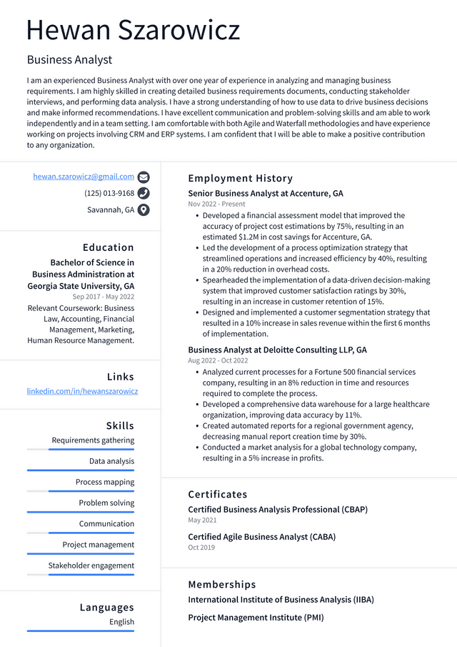 Netflix Business Analyst Resume Example