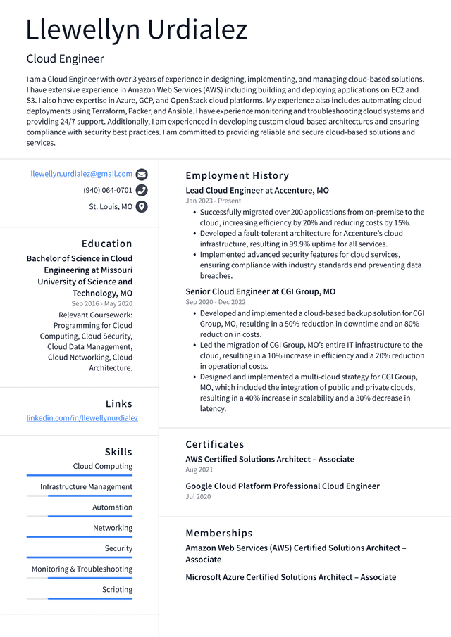 Netflix Cloud Engineer Resume Example