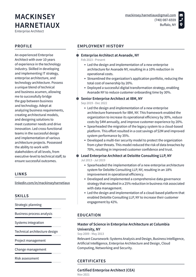 Netflix Enterprise Architect Resume Example