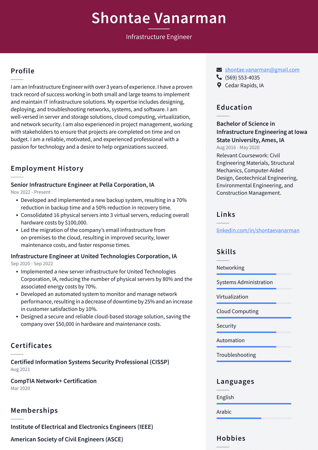 Netflix Infrastructure Engineer Resume Examples ResumeCat