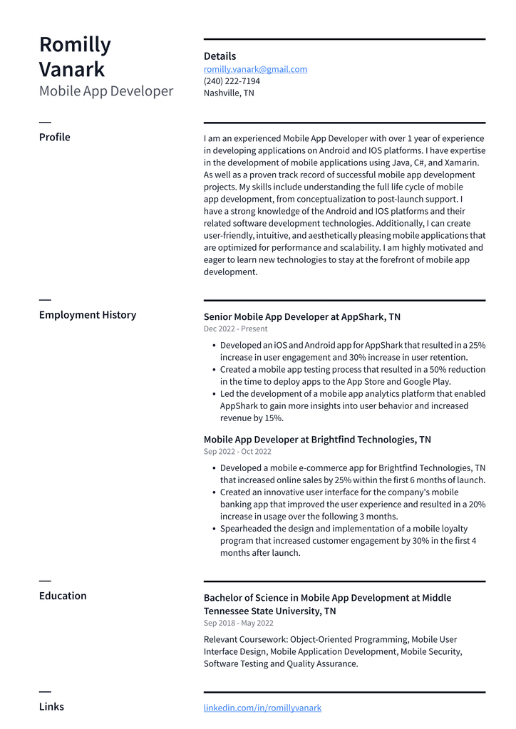 Netflix Mobile App Developer Resume Examples | ResumeCat