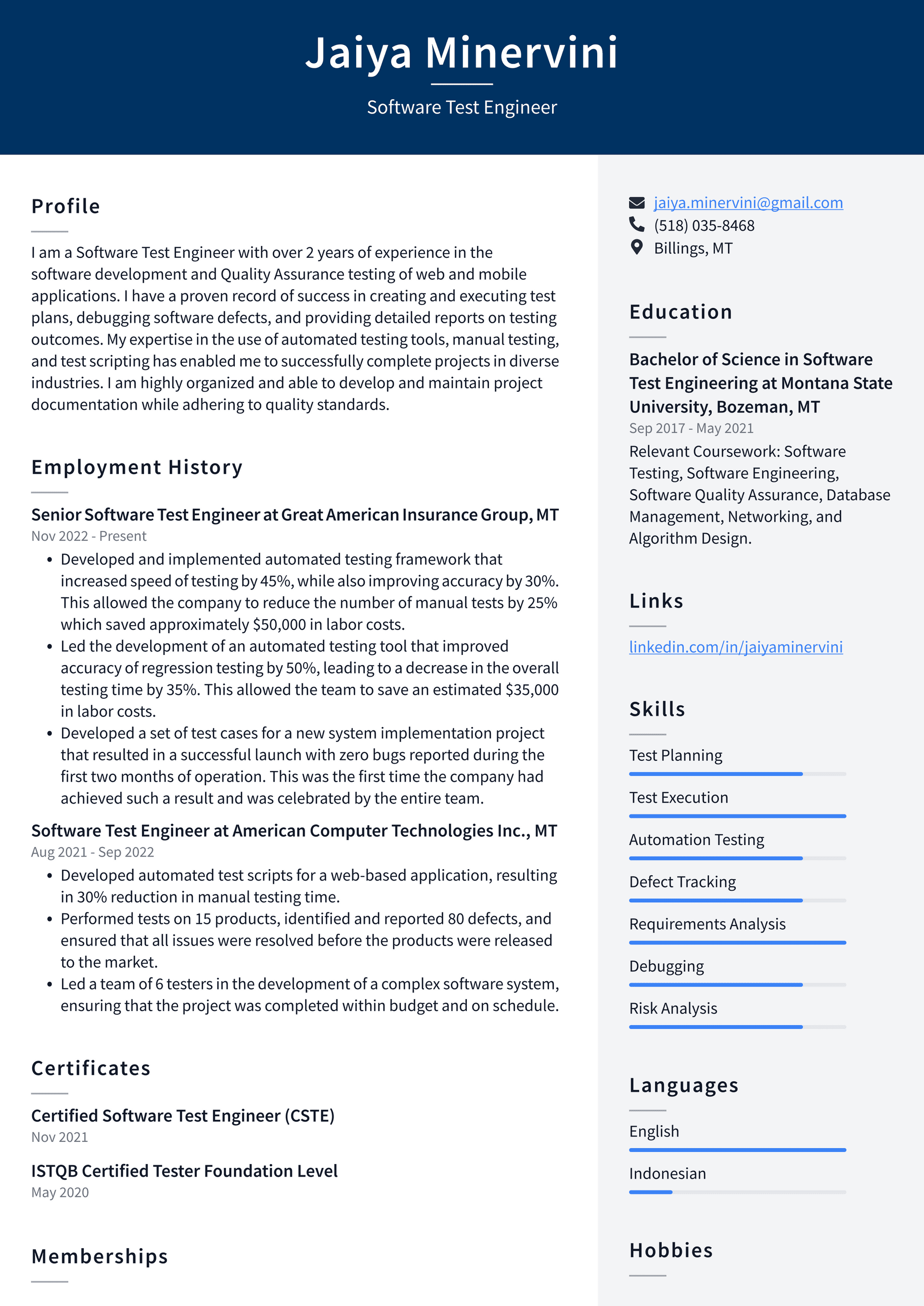 Netflix Software Test Engineer Resume Examples | ResumeCat