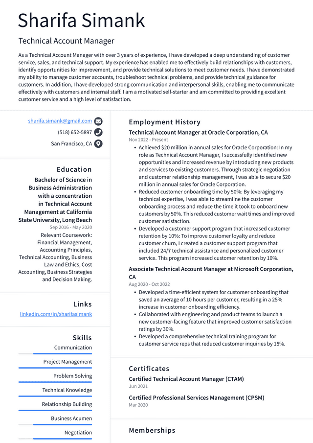 Netflix Technical Account Manager Resume Example