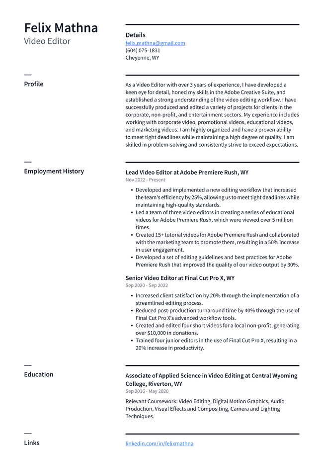 Netflix Video Editor Resume Examples ResumeCat