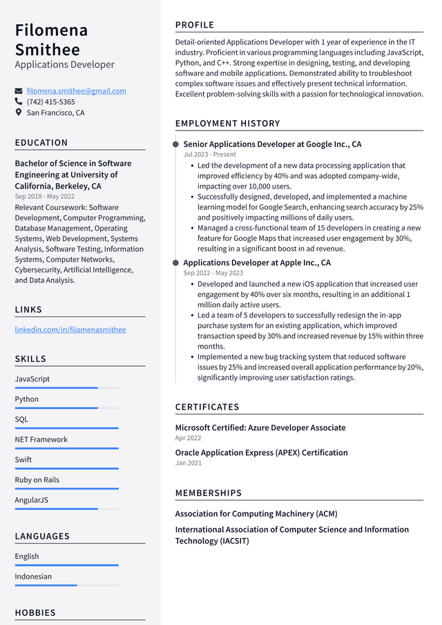 Oracle Applications Developer Resume Example