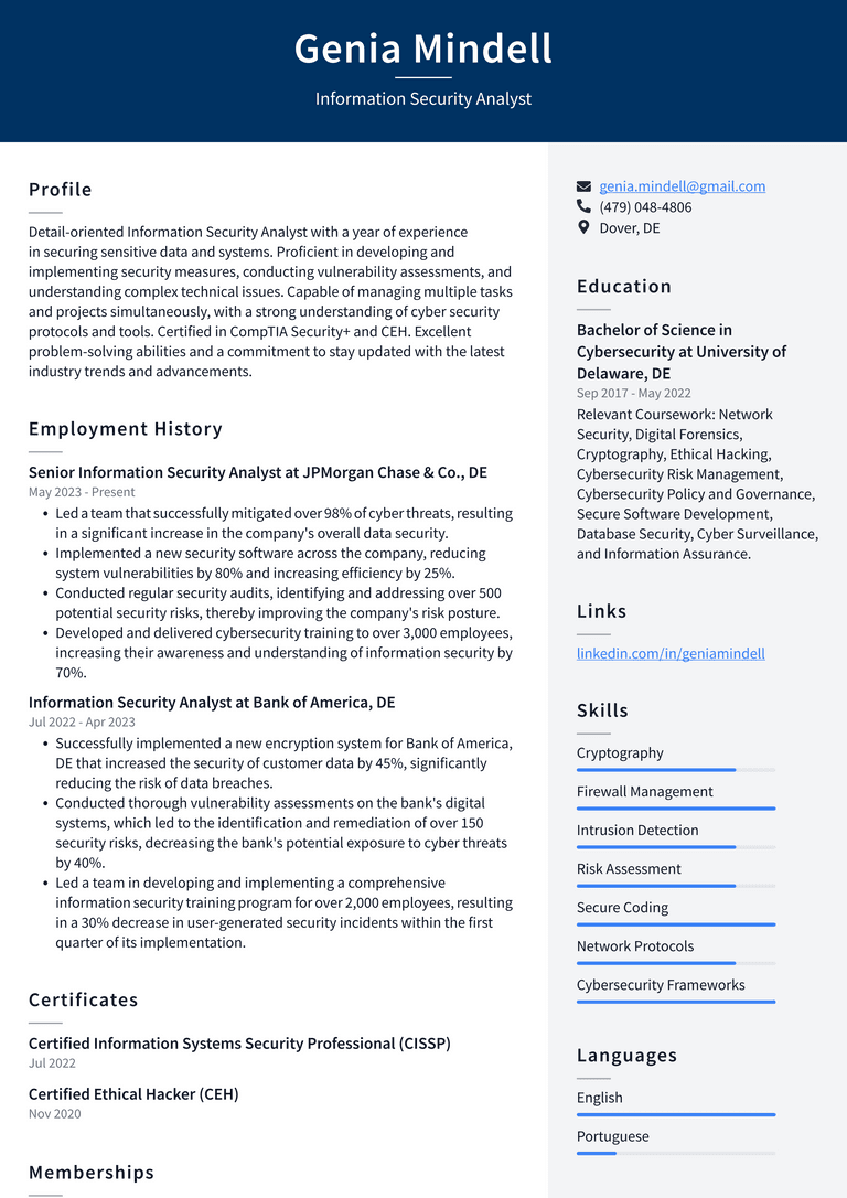 Oracle Information Security Analyst Resume Examples