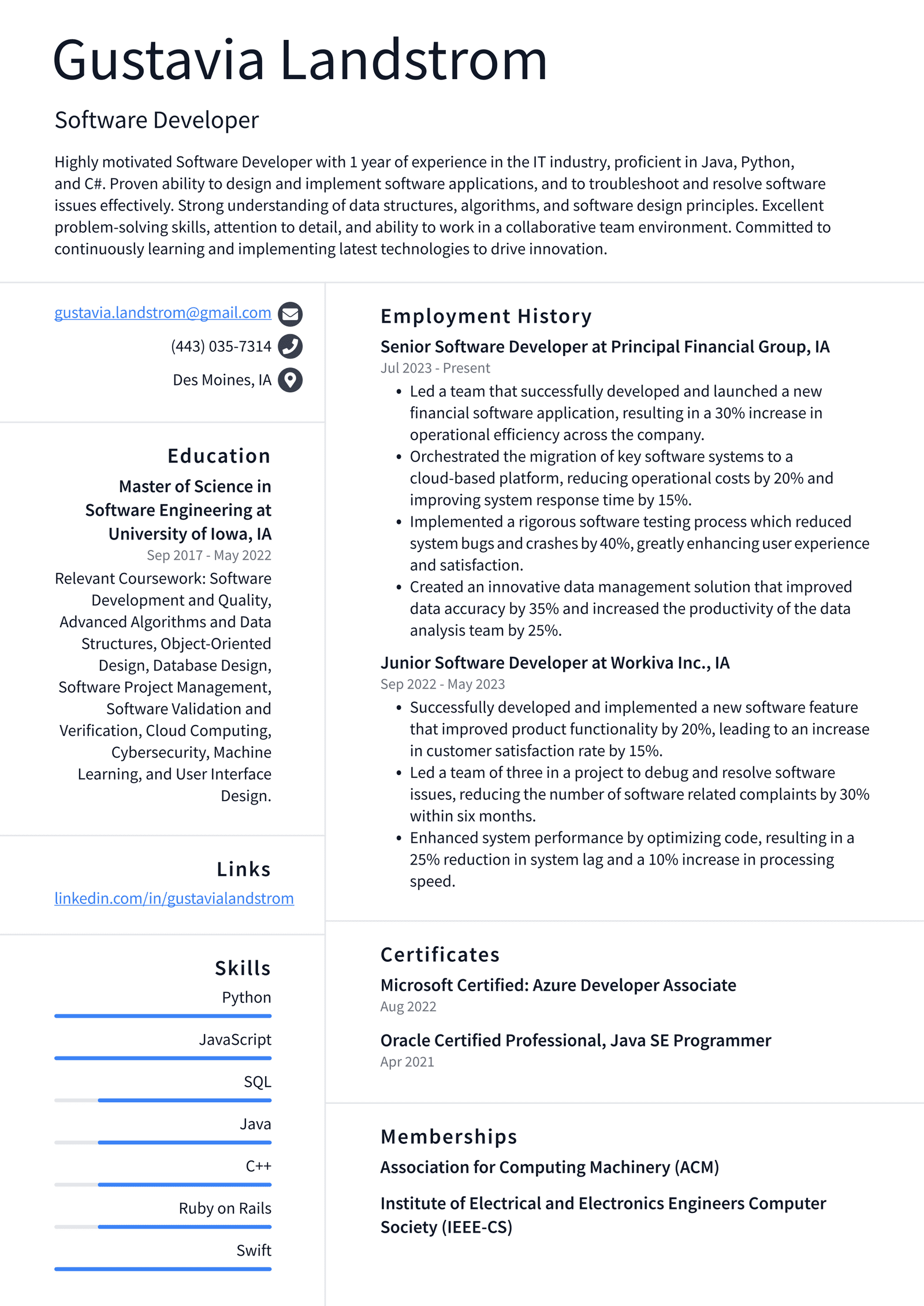 Oracle Software Developer Resume Examples | ResumeCat