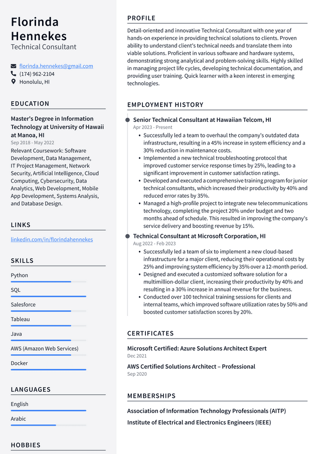 Oracle Technical Consultant Resume Example