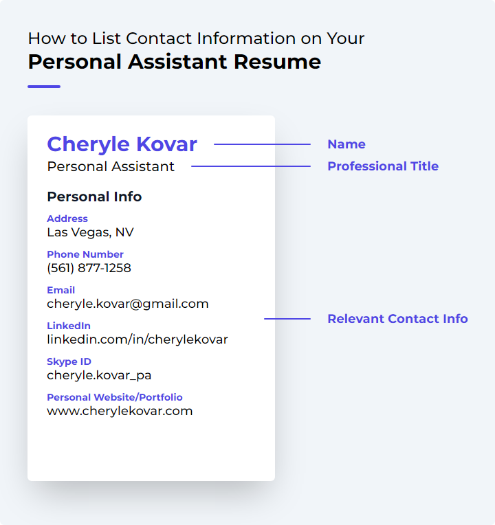 How to List Contact Information for a Personal Assistant Resume