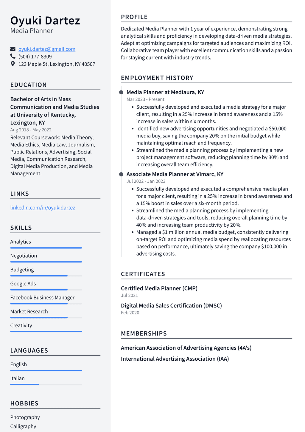 Pinterest Media Planner Resume Examples | ResumeCat