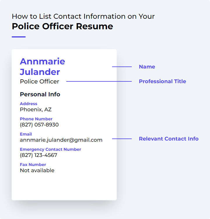 How to List Contact Information for a Police Officer Resume