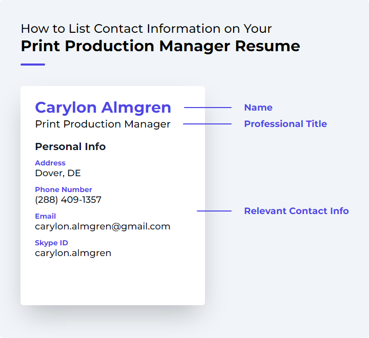 How to List Contact Information for a Print Production Manager Resume