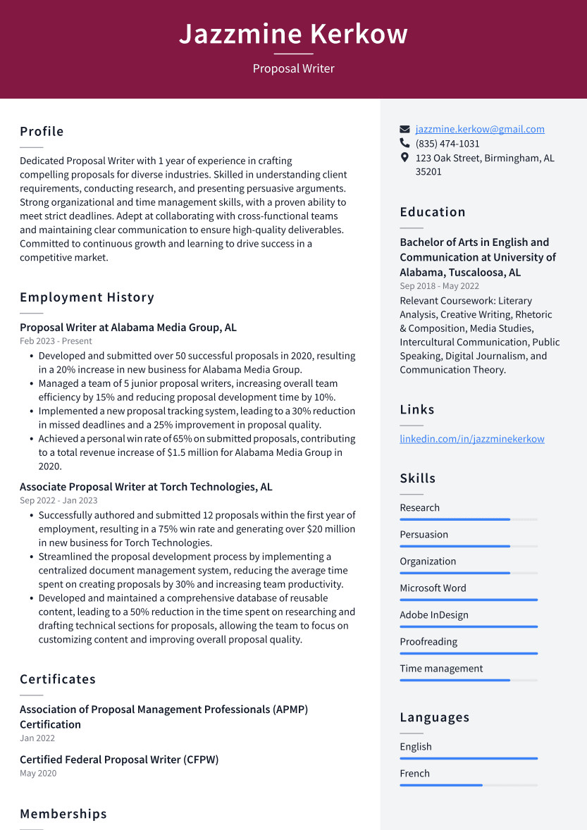 objective in resume for writer