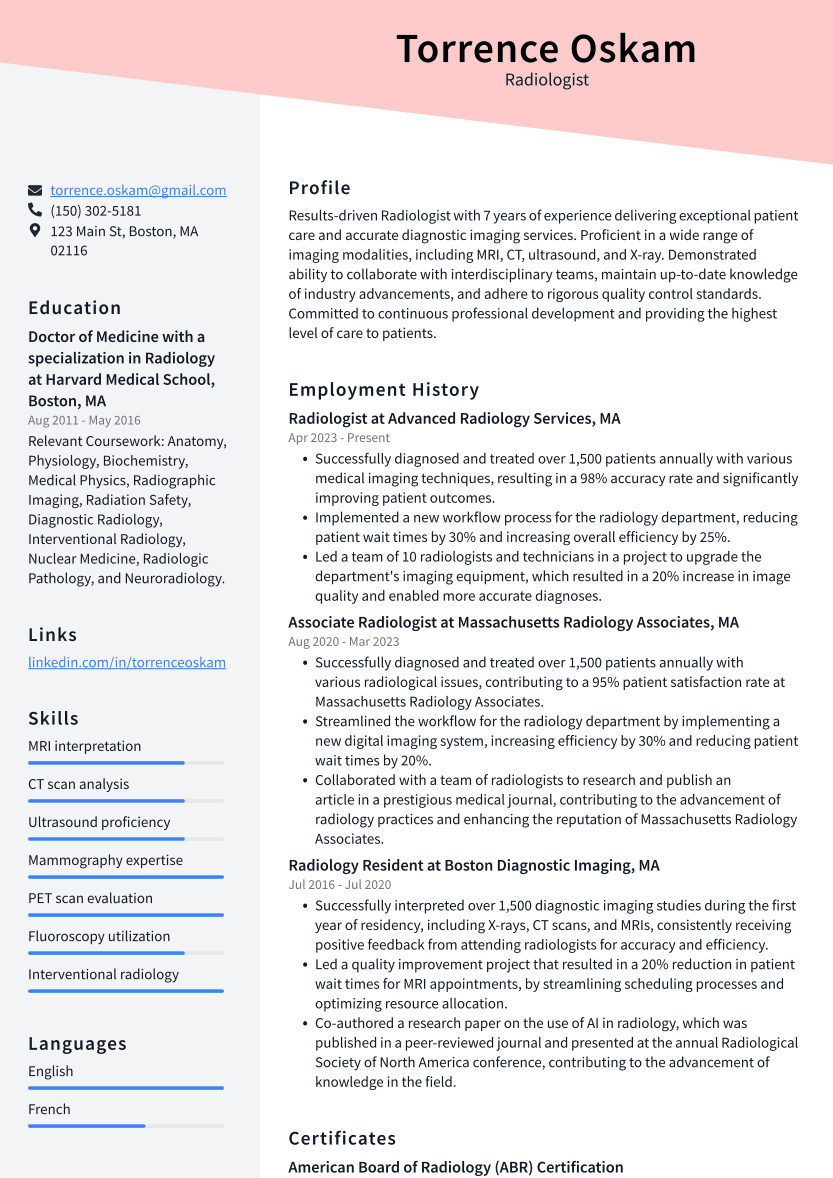 Top 12 Radiologist Skills To Put On Your Resume ResumeCat