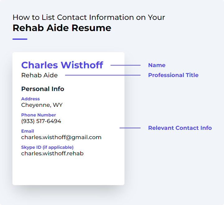 How to List Contact Information for a Rehab Aide Resume