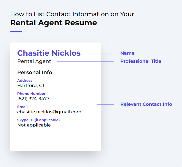 How to List Contact Information for a Rental Agent Resume